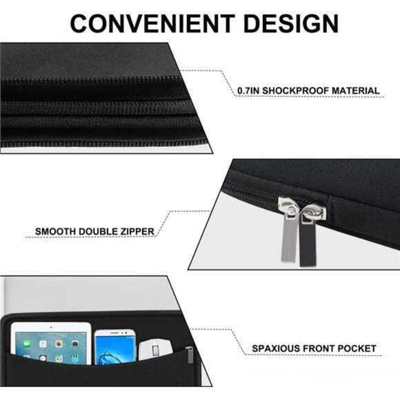 Laptop Case 15.6 inch, Shockproof Protective Laptop Cover Briefcase Carrying - Picture 2 of 8
